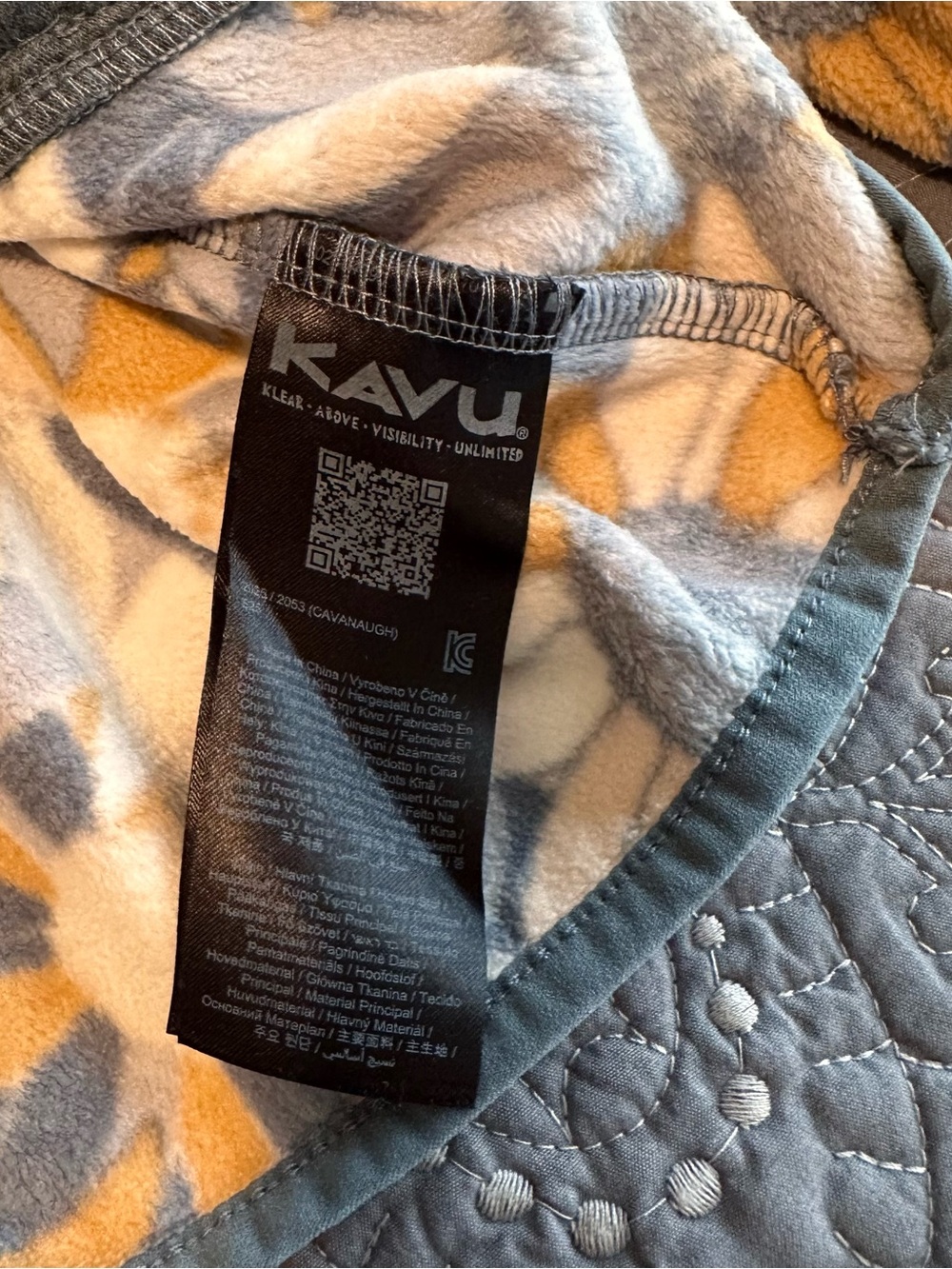 Kavu Plush Fleece Jacket in Gray & Mustard Sunflowers - Picture 5 of 5